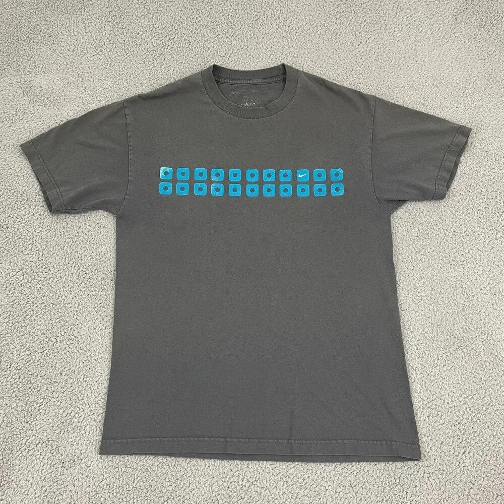Y2K Nike Shirt Men L Gray Stacked Dice Short Sleeve Tee